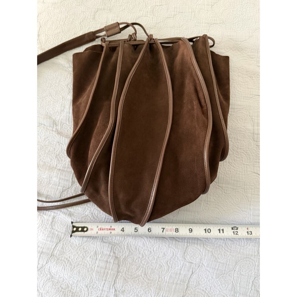 DeVecchi Hamilton Hodge‎ Vintage Brown Suede Sling Purse Bag Italy Designer VTG - Picture 4 of 7